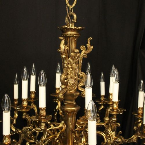 FRENCH LARGE GILDED BRONZE 16 LIGHT CHANDELIER - ADDITIONAL PHOTO 7