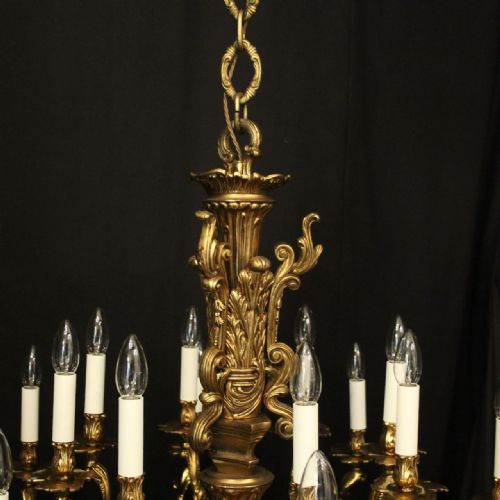FRENCH LARGE GILDED BRONZE 16 LIGHT CHANDELIER - ADDITIONAL PHOTO 8