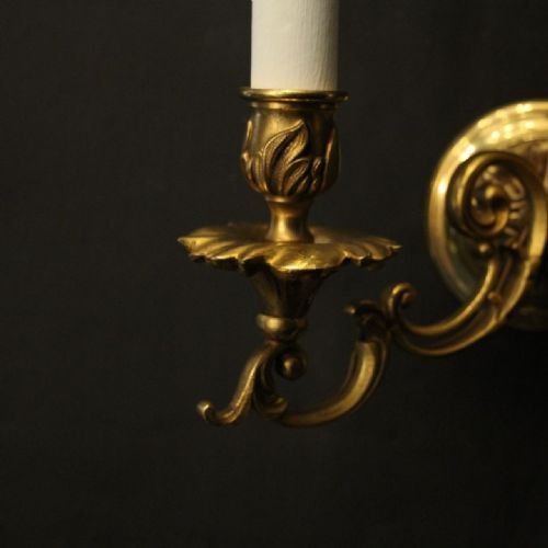 FRENCH SET OF 8 GILDED BRASS TWIN ARM ANTIQUE WALL LIGHTS - ADDITIONAL PHOTO 6