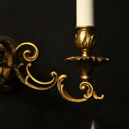 FRENCH SET OF 8 GILDED BRASS TWIN ARM ANTIQUE WALL LIGHTS - ADDITIONAL PHOTO 8