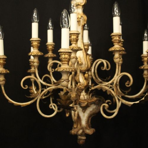 FLORENTINE 12 LIGHT POLYCHROME ANTIQUE CHANDELIER - ADDITIONAL PHOTO 1