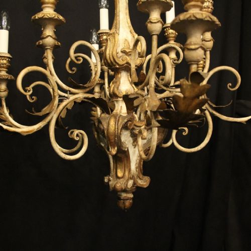 FLORENTINE 12 LIGHT POLYCHROME ANTIQUE CHANDELIER - ADDITIONAL PHOTO 2