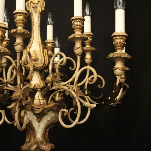 FLORENTINE 12 LIGHT POLYCHROME ANTIQUE CHANDELIER - ADDITIONAL PHOTO 3