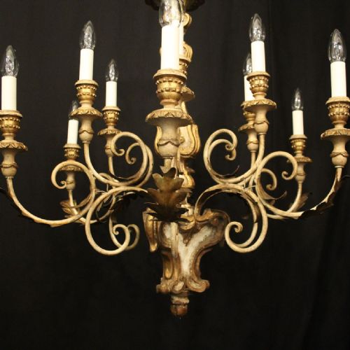 FLORENTINE 12 LIGHT POLYCHROME ANTIQUE CHANDELIER - ADDITIONAL PHOTO 4