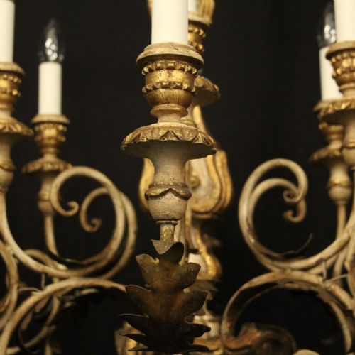 FLORENTINE 12 LIGHT POLYCHROME ANTIQUE CHANDELIER - ADDITIONAL PHOTO 6