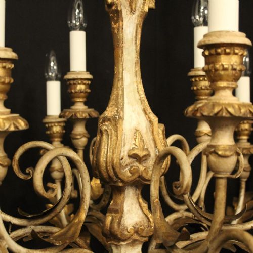 FLORENTINE 12 LIGHT POLYCHROME ANTIQUE CHANDELIER - ADDITIONAL PHOTO 8