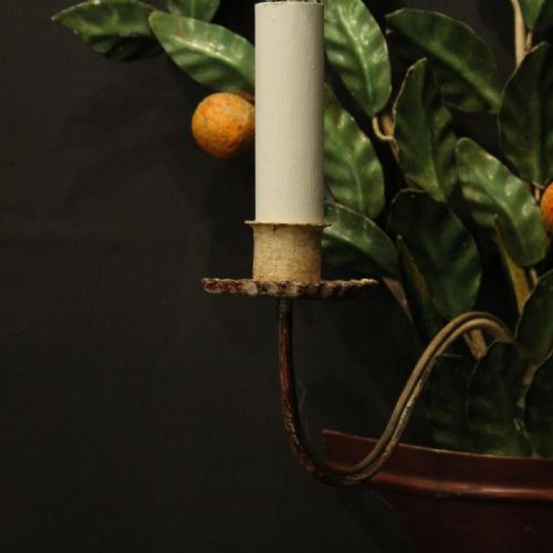 FRENCH PAIR OF TOLEWARE FLORAL TWIN ARM WALL LIGHTS - ADDITIONAL PHOTO 7