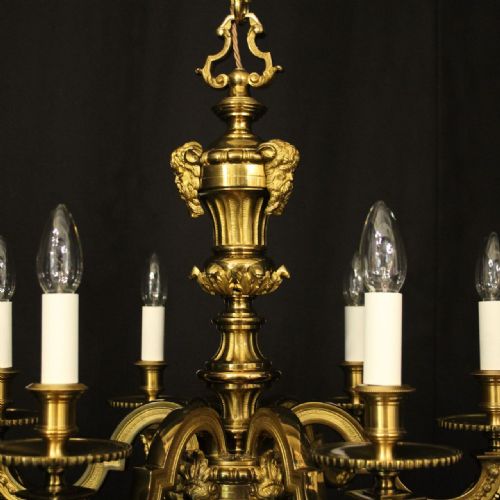 FRENCH GILDED BRONZE 6 LIGHT ANTIQUE CHANDELIER - ADDITIONAL PHOTO 7