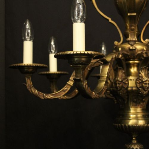 FRENCH PAIR OF GILDED BRONZE 8 LIGHT ANTIQUE CHANDELIERS - ADDITIONAL PHOTO 4