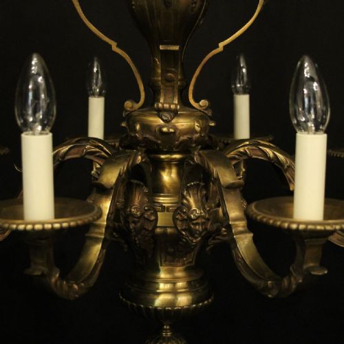 FRENCH PAIR OF GILDED BRONZE 8 LIGHT ANTIQUE CHANDELIERS - ADDITIONAL PHOTO 8