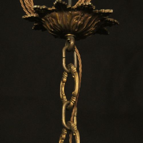 FRENCH PAIR OF GILDED BRONZE 8 LIGHT ANTIQUE CHANDELIERS - ADDITIONAL PHOTO 9