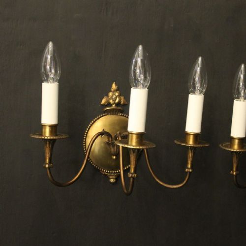 FRENCH PAIR OF GILDED BRASS ANTIQUE WALL LIGHTS - ADDITIONAL PHOTO 2