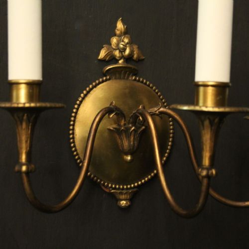 FRENCH PAIR OF GILDED BRASS ANTIQUE WALL LIGHTS - ADDITIONAL PHOTO 4
