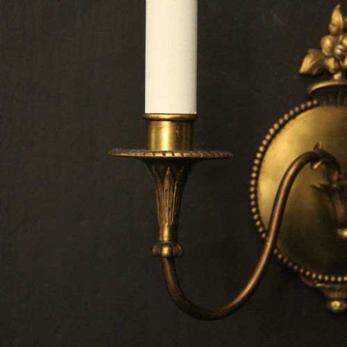 FRENCH PAIR OF GILDED BRASS ANTIQUE WALL LIGHTS - ADDITIONAL PHOTO 5