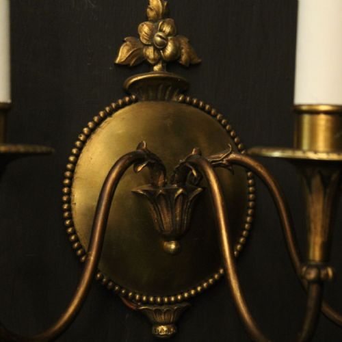 FRENCH PAIR OF GILDED BRASS ANTIQUE WALL LIGHTS - ADDITIONAL PHOTO 6