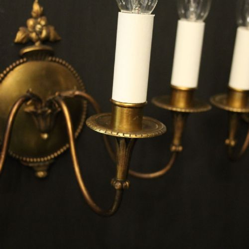 FRENCH PAIR OF GILDED BRASS ANTIQUE WALL LIGHTS - ADDITIONAL PHOTO 7