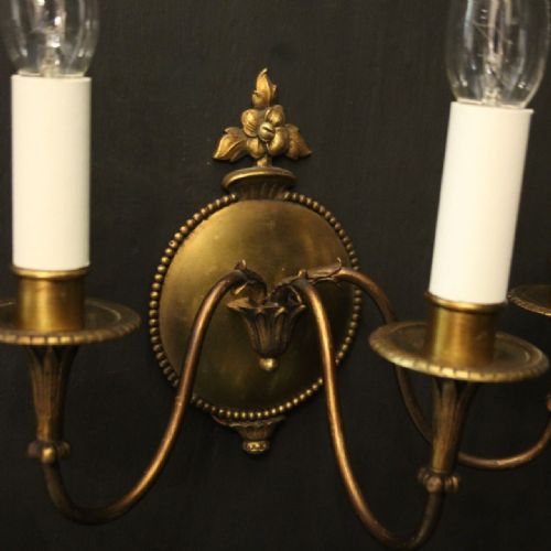 FRENCH PAIR OF GILDED BRASS ANTIQUE WALL LIGHTS - ADDITIONAL PHOTO 8