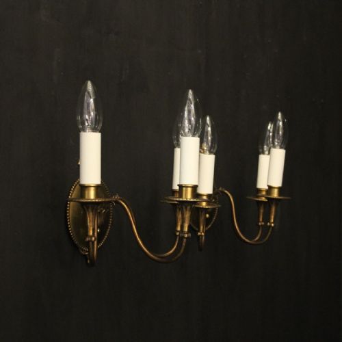 FRENCH PAIR OF GILDED BRASS ANTIQUE WALL LIGHTS - ADDITIONAL PHOTO 9