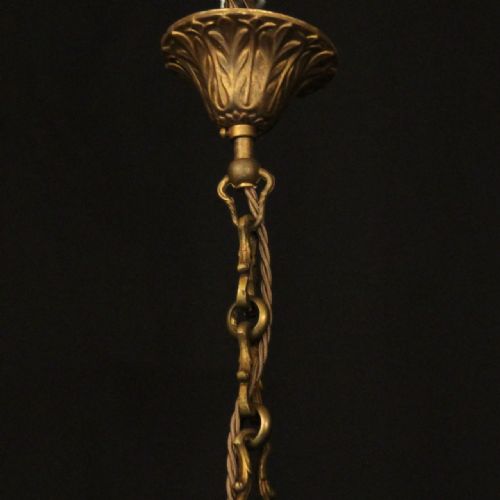 FRENCH GILDED BRONZE 5 LIGHT ANTIQUE CHANDELIER - ADDITIONAL PHOTO 9