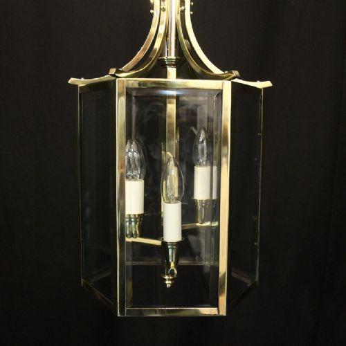 ENGLISH ART DECO TRIPLE LIGHT ANTIQUE LANTERN - ADDITIONAL PHOTO 1