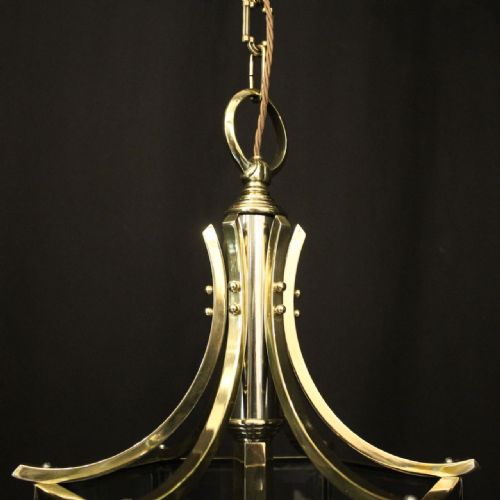 ENGLISH ART DECO TRIPLE LIGHT ANTIQUE LANTERN - ADDITIONAL PHOTO 4