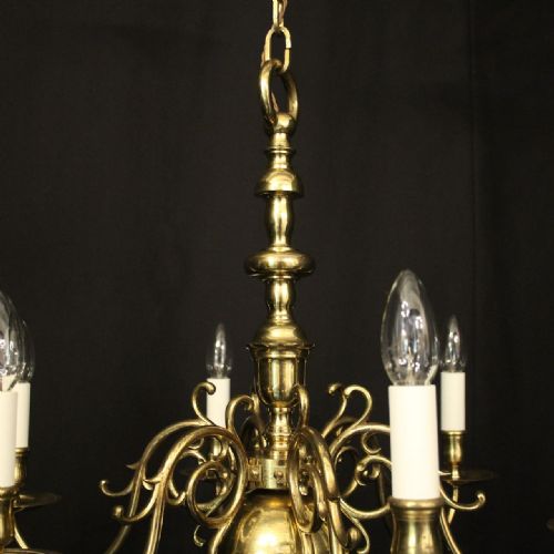 ENGLISH BRASS 6 LIGHT ANTIQUE CHANDELIER - ADDITIONAL PHOTO 3