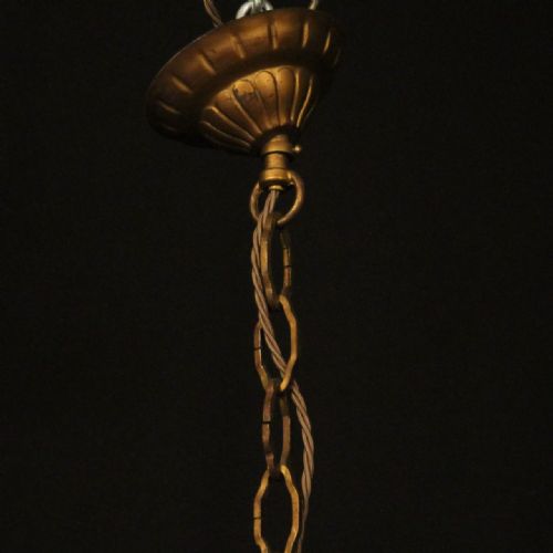 FRENCH 9 LIGHT POLYCHROME ANTIQUE CHANDELIER - ADDITIONAL PHOTO 9