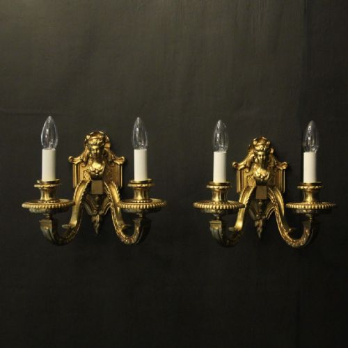 french pair of gilded bronze antique wall lights - CATEGORY: ANTIQUE LIGHTING - DATED 1930