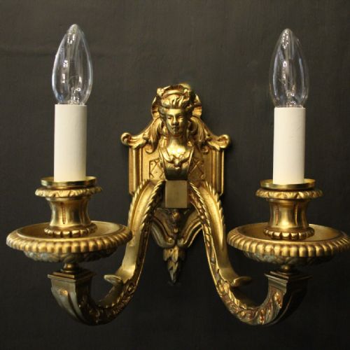 FRENCH PAIR OF GILDED BRONZE ANTIQUE WALL LIGHTS - ADDITIONAL PHOTO 3