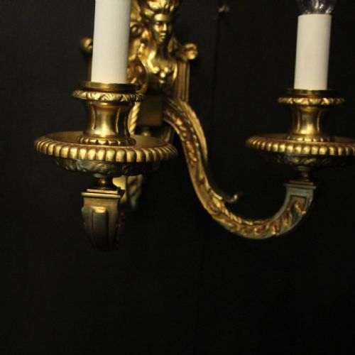 FRENCH PAIR OF GILDED BRONZE ANTIQUE WALL LIGHTS - ADDITIONAL PHOTO 7