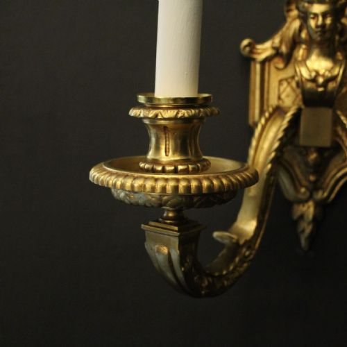 FRENCH PAIR OF GILDED BRONZE ANTIQUE WALL LIGHTS - ADDITIONAL PHOTO 8