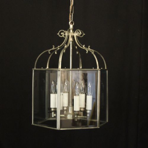 english silver gilded 6 light antique lantern - CATEGORY: ANTIQUE LIGHTING - DATED 1920