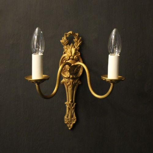 FRENCH PAIR OF GILDED BRONZE ANTIQUE WALL LIGHTS - ADDITIONAL PHOTO 1