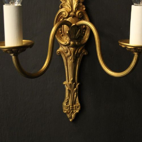 FRENCH PAIR OF GILDED BRONZE ANTIQUE WALL LIGHTS - ADDITIONAL PHOTO 3