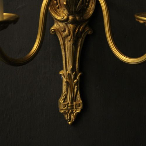FRENCH PAIR OF GILDED BRONZE ANTIQUE WALL LIGHTS - ADDITIONAL PHOTO 6