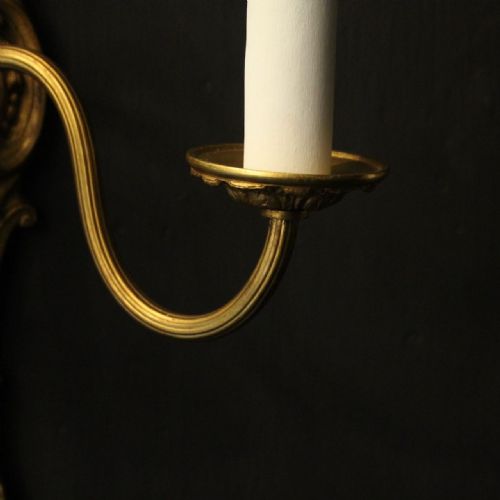 FRENCH PAIR OF GILDED BRONZE ANTIQUE WALL LIGHTS - ADDITIONAL PHOTO 7