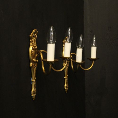 FRENCH PAIR OF GILDED BRONZE ANTIQUE WALL LIGHTS - ADDITIONAL PHOTO 9