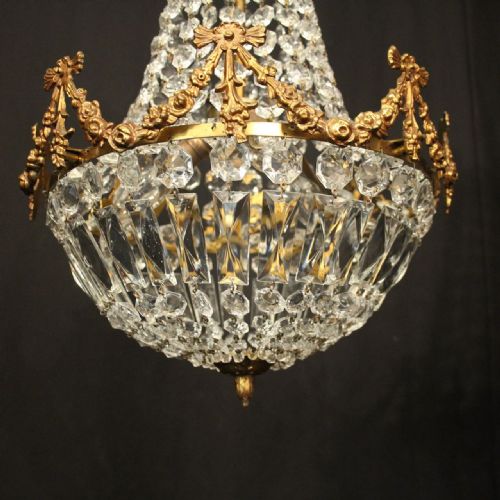 FRENCH PAIR OF GILDED TRIPLE LIGHT ANTIQUE CHANDELIERS - ADDITIONAL PHOTO 8