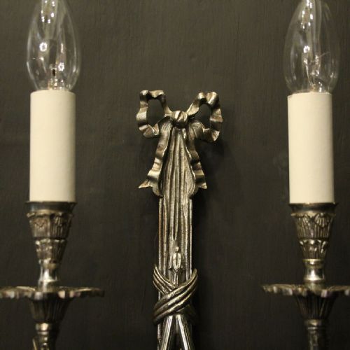 FRENCH SILVER GILDED TWIN ARM WALL LIGHTS - ADDITIONAL PHOTO 3