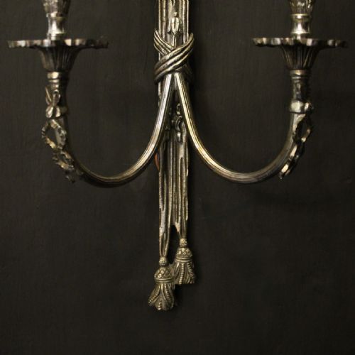 FRENCH SILVER GILDED TWIN ARM WALL LIGHTS - ADDITIONAL PHOTO 4