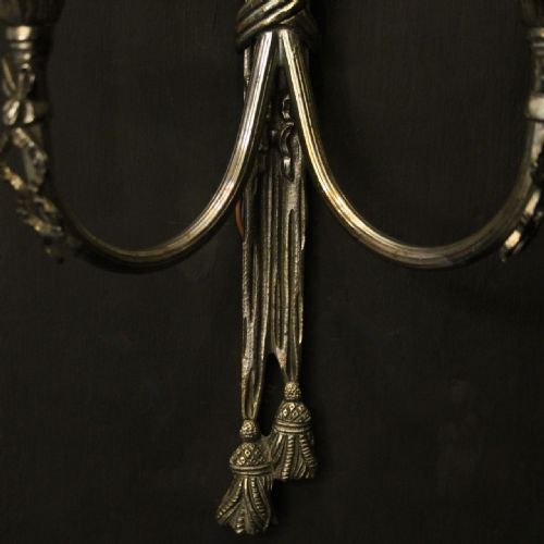 FRENCH SILVER GILDED TWIN ARM WALL LIGHTS - ADDITIONAL PHOTO 5