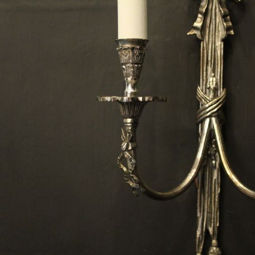 FRENCH SILVER GILDED TWIN ARM WALL LIGHTS - ADDITIONAL PHOTO 6