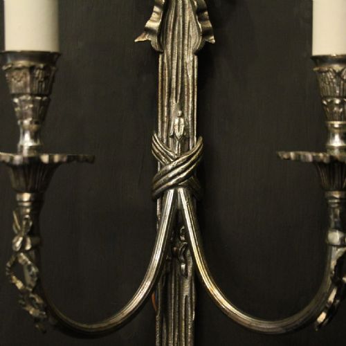 FRENCH SILVER GILDED TWIN ARM WALL LIGHTS - ADDITIONAL PHOTO 8