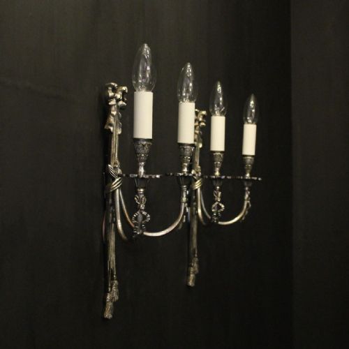 FRENCH SILVER GILDED TWIN ARM WALL LIGHTS - ADDITIONAL PHOTO 9
