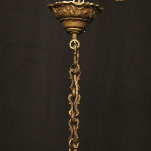 FRENCH GILDED BRONZE 6 LIGHT ANTIQUE CHANDELIER - ADDITIONAL PHOTO 9