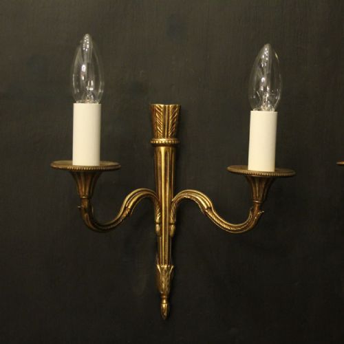 FRENCH PAIR OF GILDED EMPIRE ANTIQUE WALL LIGHTS - ADDITIONAL PHOTO 1
