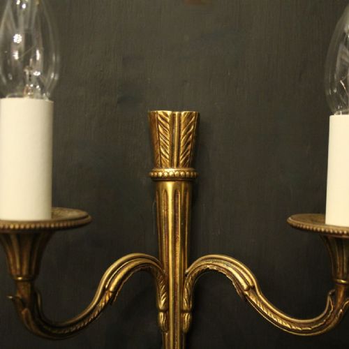FRENCH PAIR OF GILDED EMPIRE ANTIQUE WALL LIGHTS - ADDITIONAL PHOTO 2