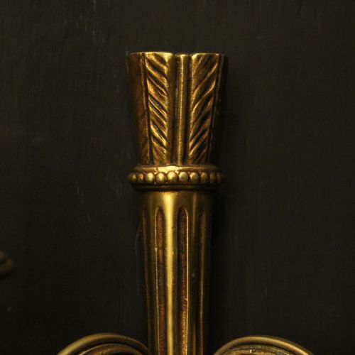 FRENCH PAIR OF GILDED EMPIRE ANTIQUE WALL LIGHTS - ADDITIONAL PHOTO 3