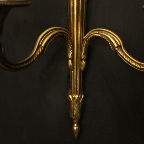 FRENCH PAIR OF GILDED EMPIRE ANTIQUE WALL LIGHTS - ADDITIONAL PHOTO 4