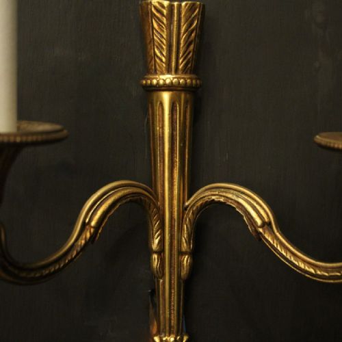 FRENCH PAIR OF GILDED EMPIRE ANTIQUE WALL LIGHTS - ADDITIONAL PHOTO 5